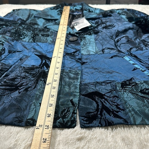 Susan Graver one button Teal Black Velvet evening light Jacket Blazer Medium NEW - Picture 10 of 16